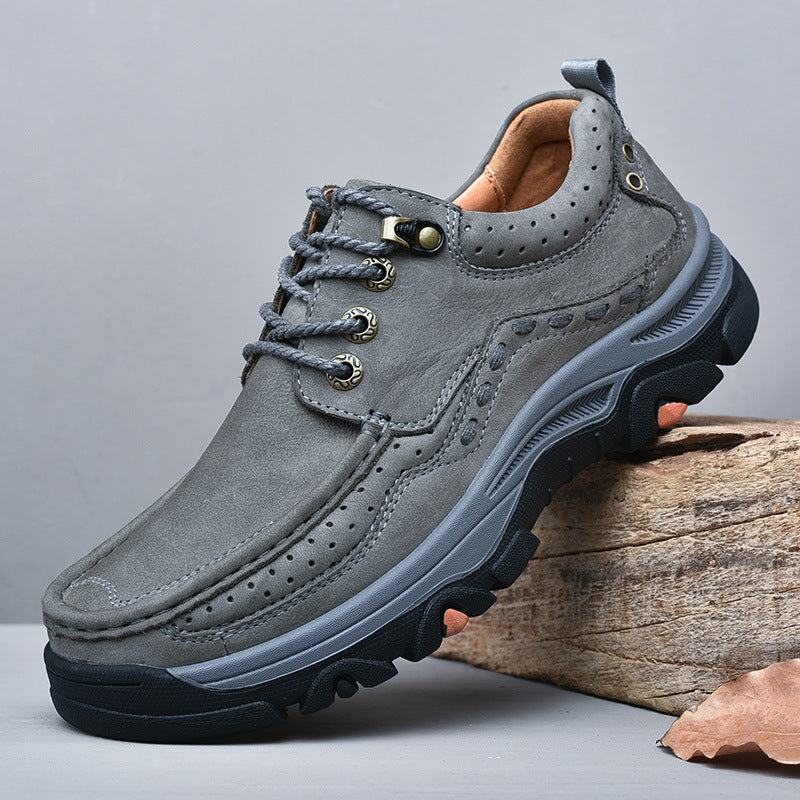 Men's Outdoor Cowhide Thick Bottom Top Layer Cowhide Hiking Shoes