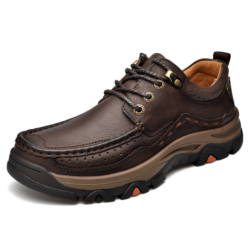 Men's Outdoor Cowhide Thick Bottom Top Layer Cowhide Hiking Shoes